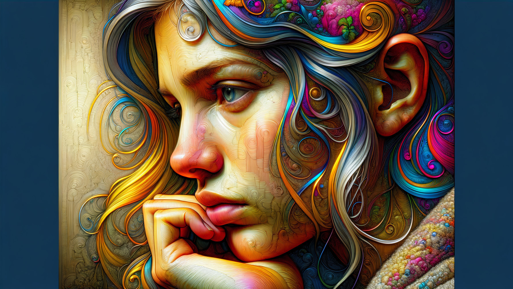 Whimsical Close-Up of a Girl's Colorful Hair and Profile