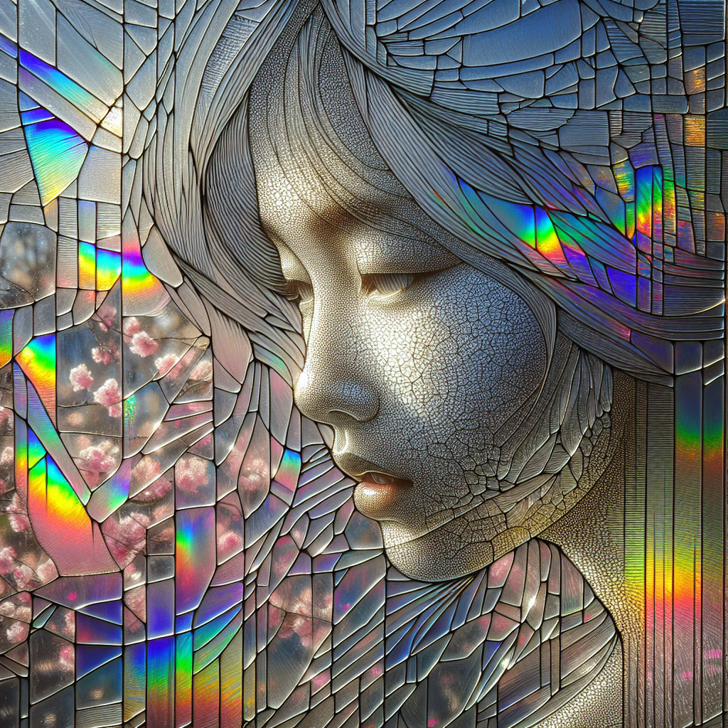 Intricately Designed Stained Glass Portrait of a Woman