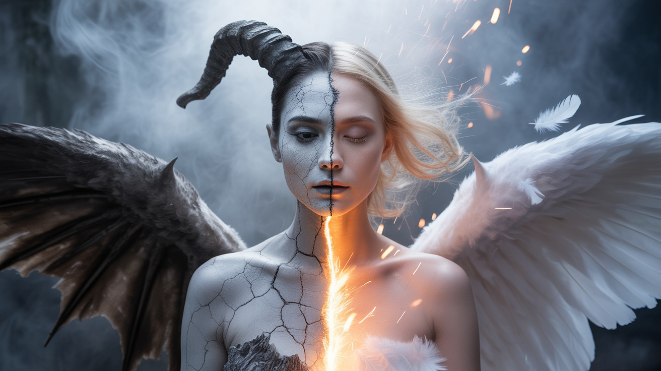 Duality of Good and Evil in a Split Figure Design