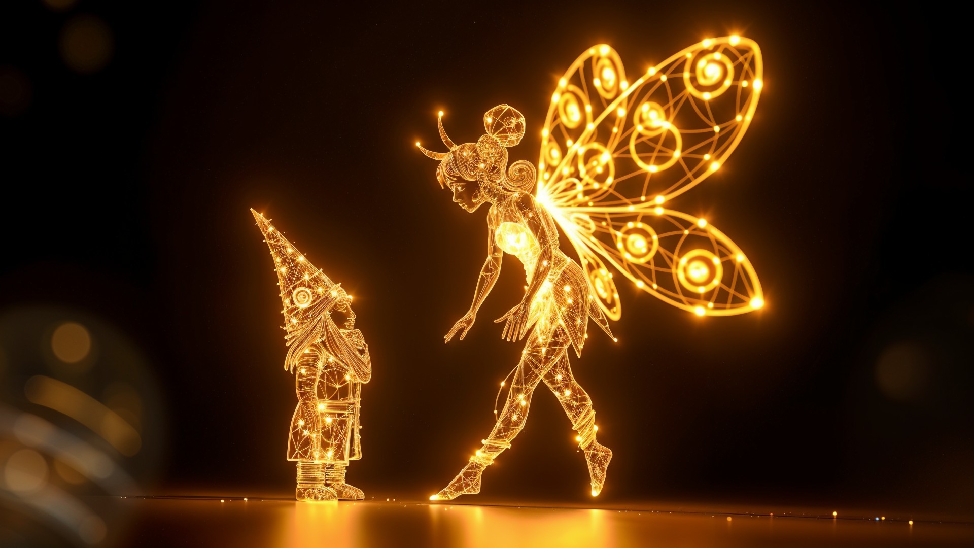 Ethereal Fairy and Enchanted Gnome in Magical Scene