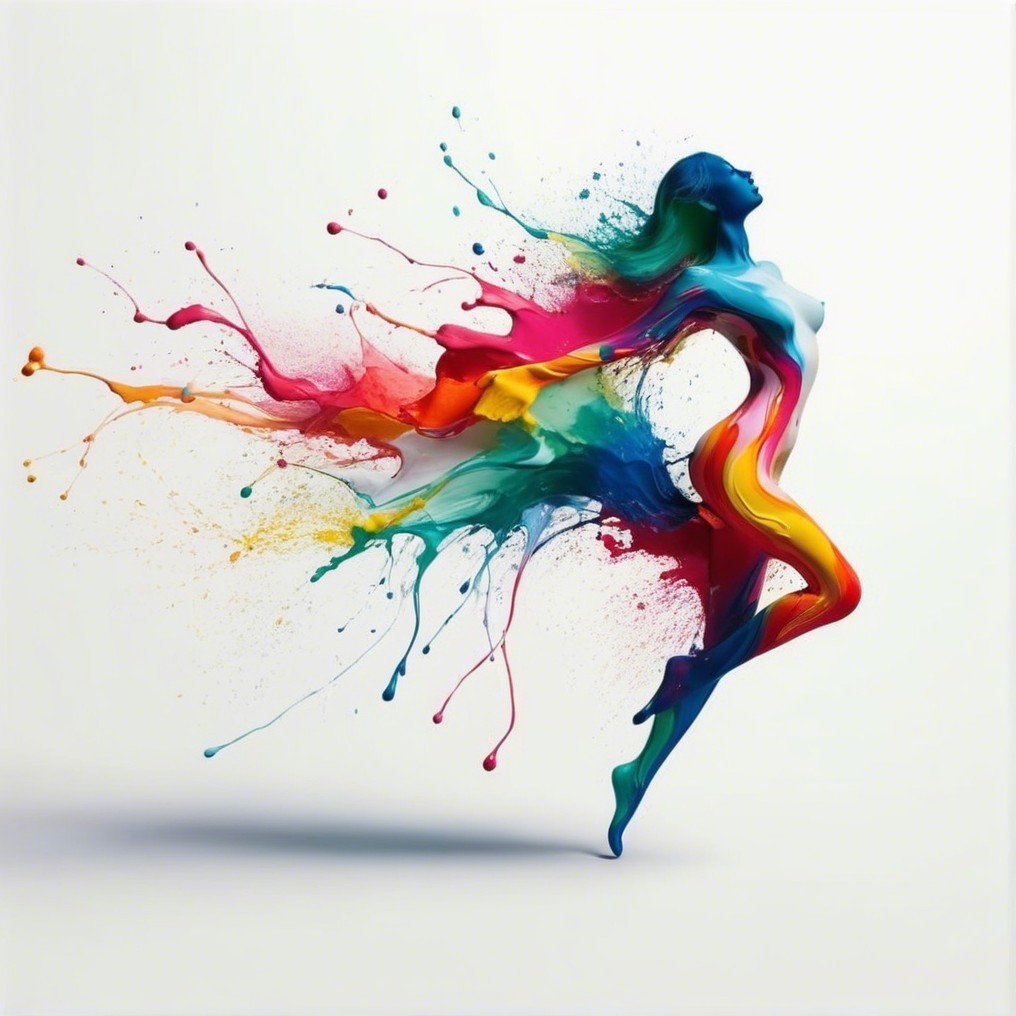 Dynamic Silhouette of a Woman in Colorful Motion
