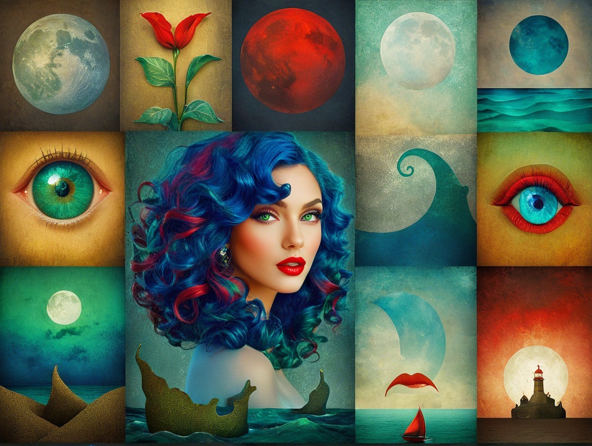 Vibrant Collage of Surreal Elements and Textures