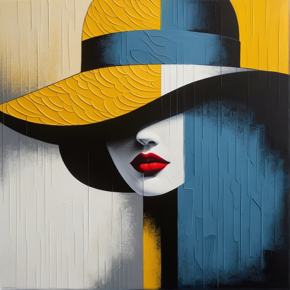 Stylized Portrait of Woman with Fashionable Hat