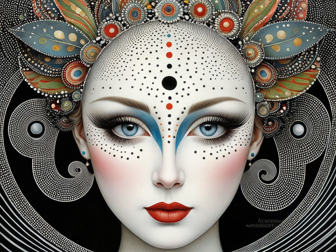 Close-Up Portrait of a Woman with Decorative Features