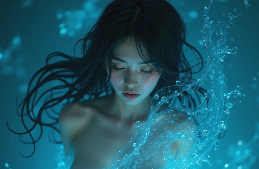 Serene Woman Submerged in Ethereal Water Scene