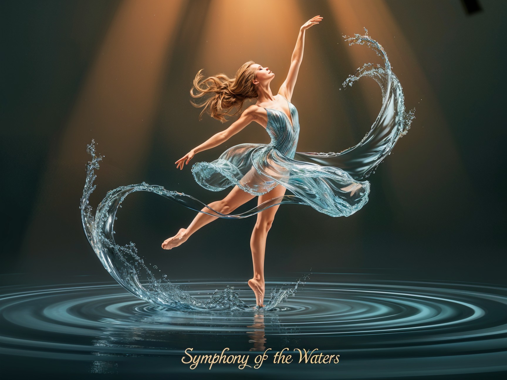 Dancer in Water Creates Fluid Harmony and Light