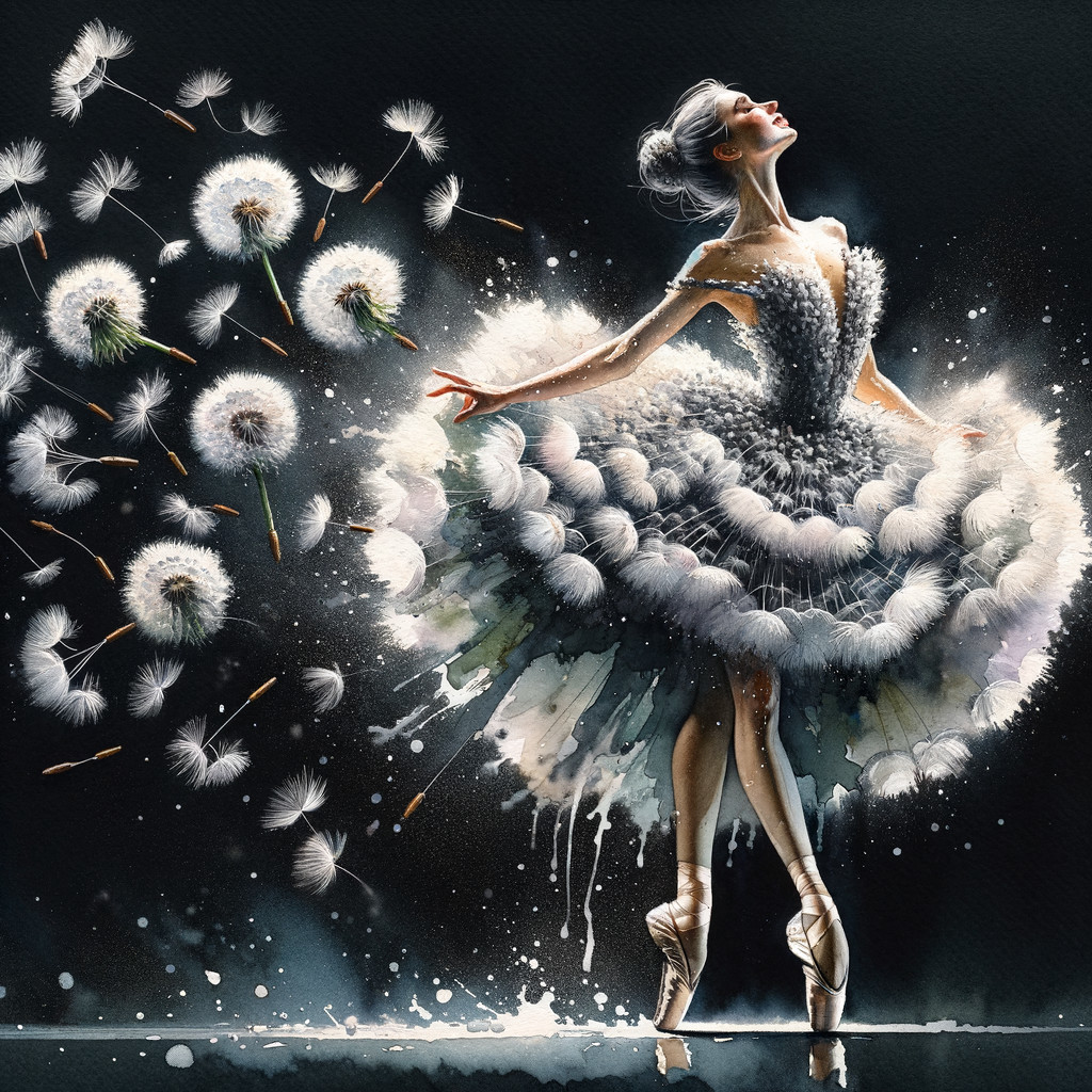 Ballerina in Dandelion-Inspired Dress with Seeds