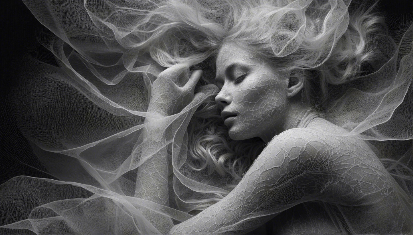 Monochrome Close-Up of Woman with Textured Skin