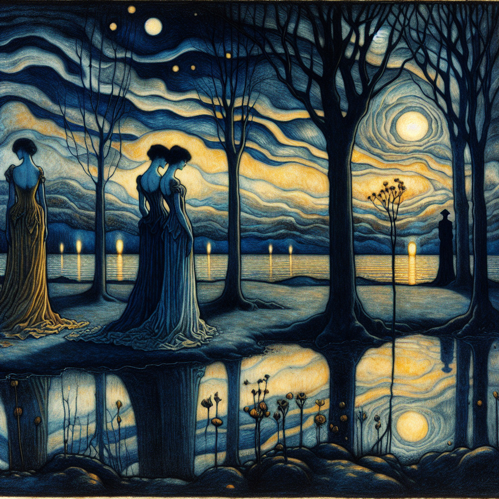 Twilight Landscape with Figures by a Calm Lake