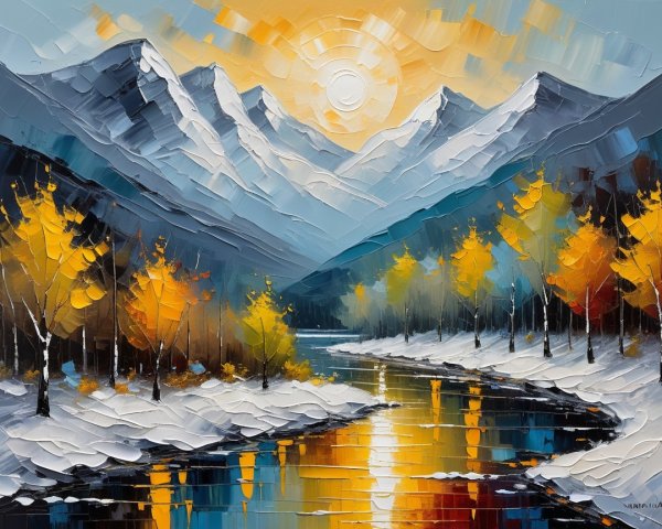 Majestic Mountains and Tranquil River in Autumn
