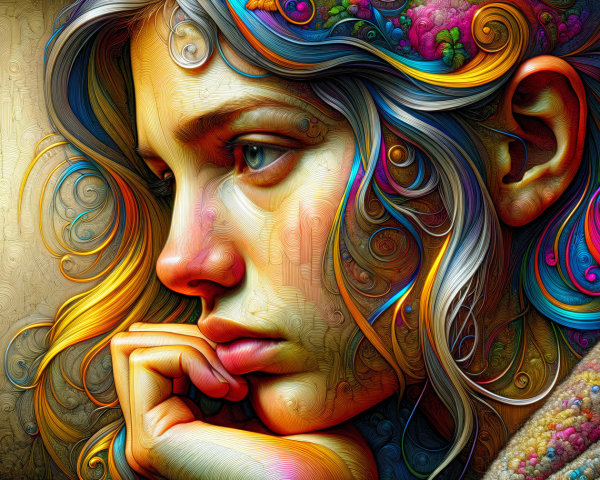 Whimsical Close-Up of a Girl's Colorful Hair and Profile