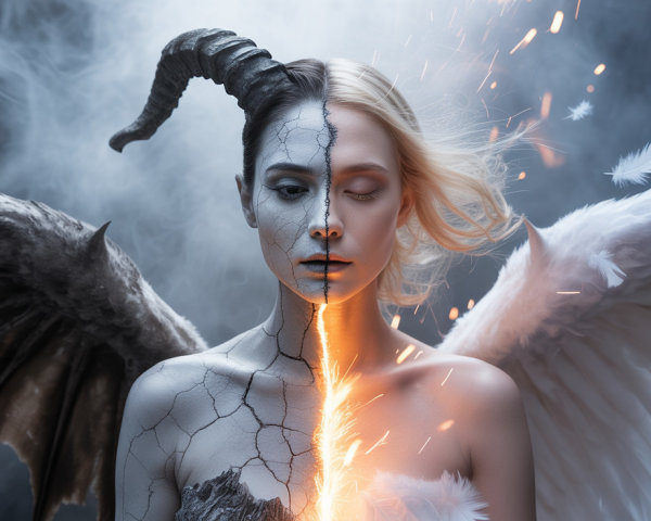 Duality of Good and Evil in a Split Figure Design