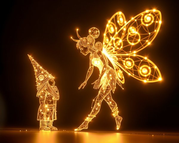 Ethereal Fairy and Enchanted Gnome in Magical Scene