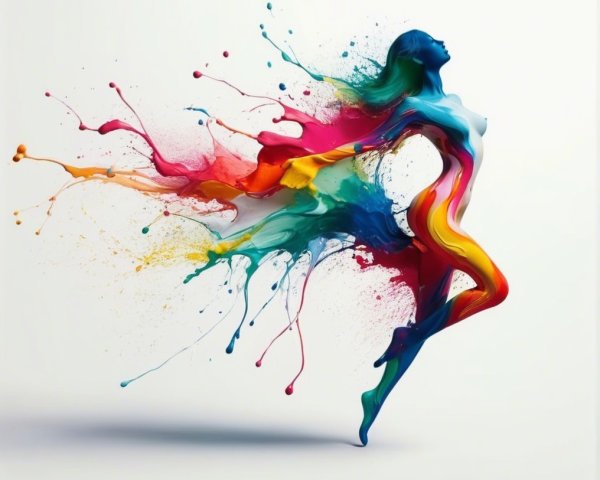 Dynamic Silhouette of a Woman in Colorful Motion