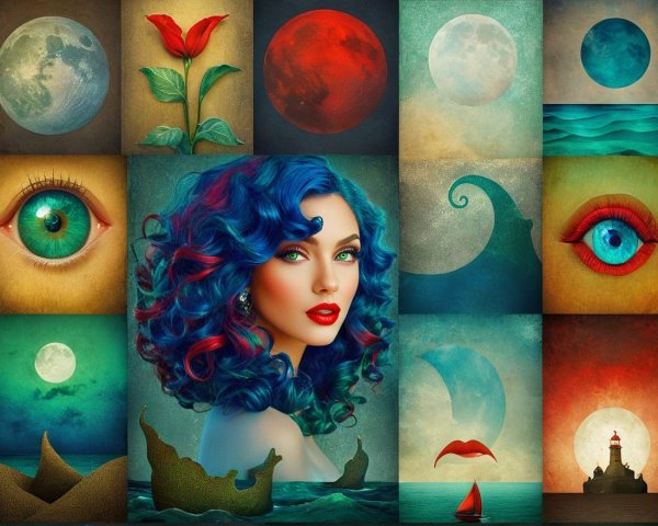 Vibrant Collage of Surreal Elements and Textures