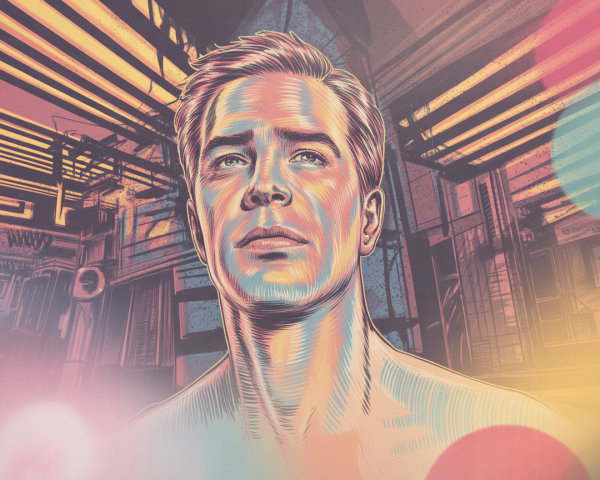 Vibrant Portrait of a Contemplative Male Figure