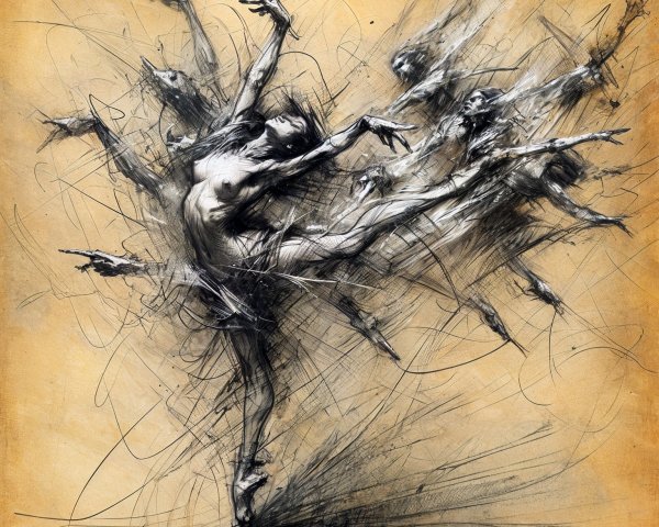 Ballet Dancer Surrounded by Ethereal Ghost Figures