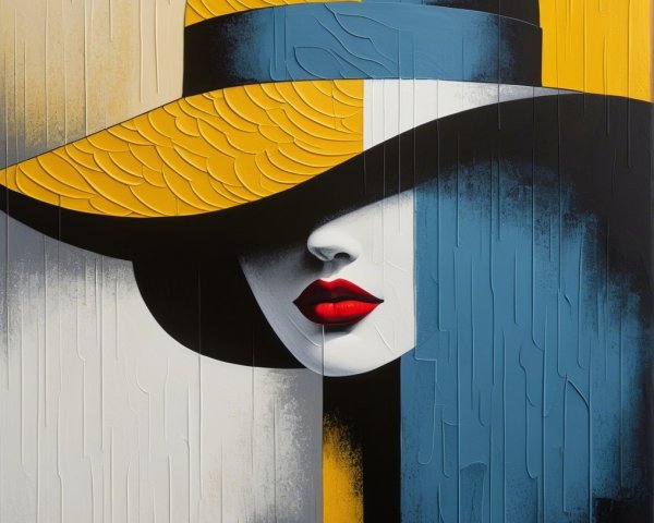 Stylized Portrait of Woman with Fashionable Hat