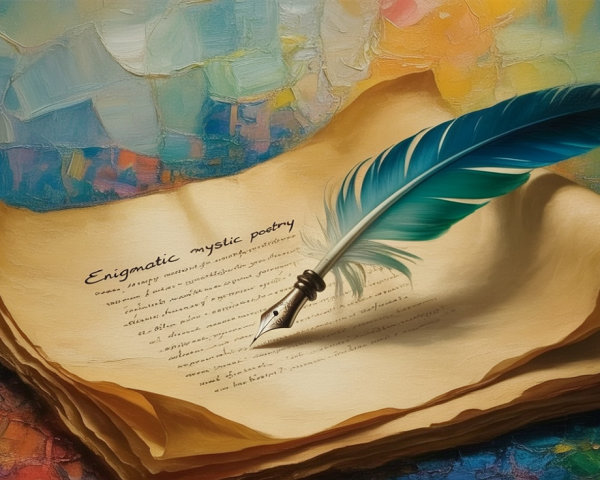 Ancient Parchment and Quill on Colorful Backdrop