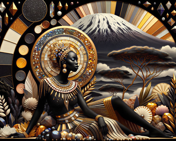 Black Woman in Gold Accessories Surrounded by Nature