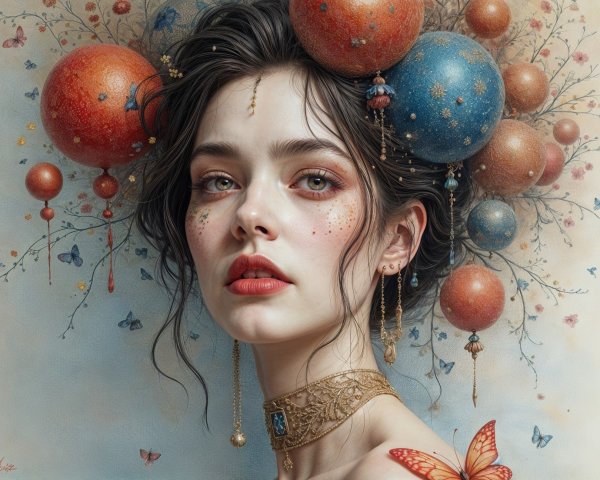 Fantasy Portrait of a Woman with Celestial Elements