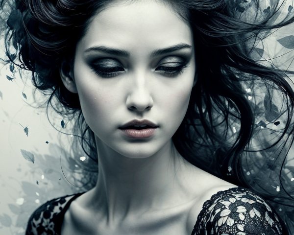 Portrait of a Young Woman in Ethereal Monochrome