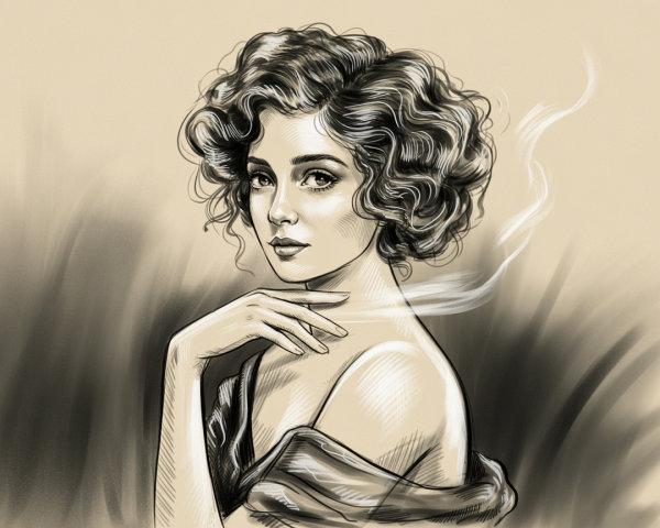 Stylish Portrait of a Woman with Curly Hair