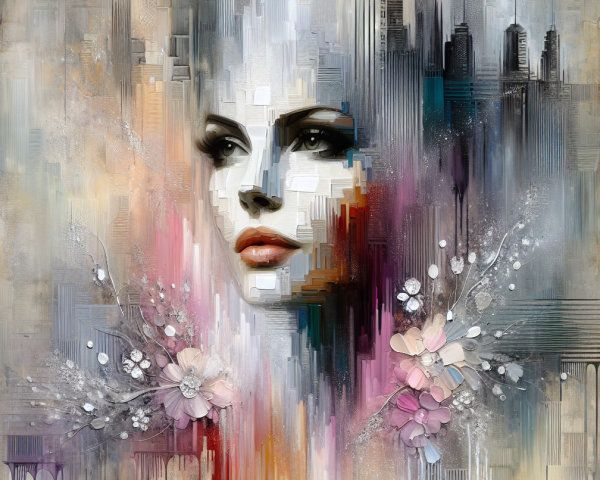 Portrait of a Woman with Abstract Pastel Background