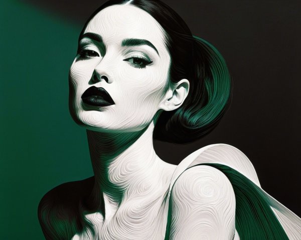 Portrait of a Woman with Elegant Neck and Dark Lips