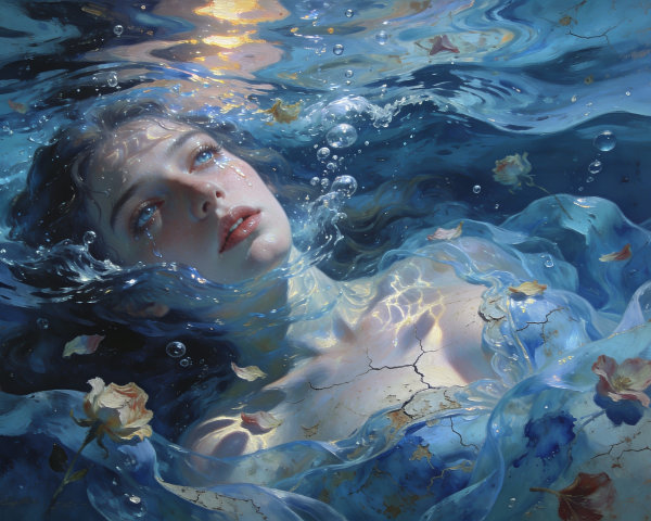 Photorealistic Portrait of a Woman in Water