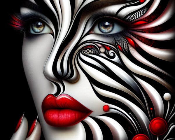 Artistic Portrait of a Woman with Bold Stripes