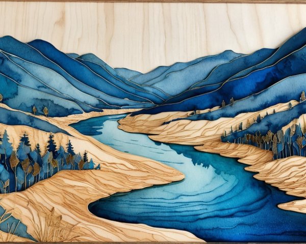 Serene Landscape with Winding River and Mountains