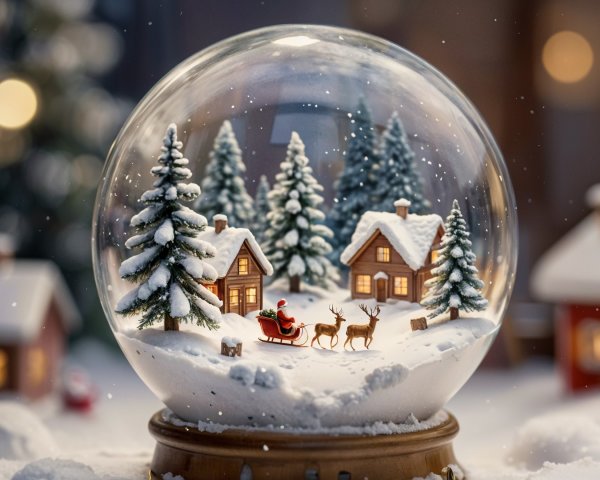 Snowy Winter Scene in a Glass Snow Globe