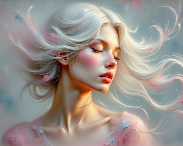 Ethereal Portrait of a Young Woman with Blonde Hair