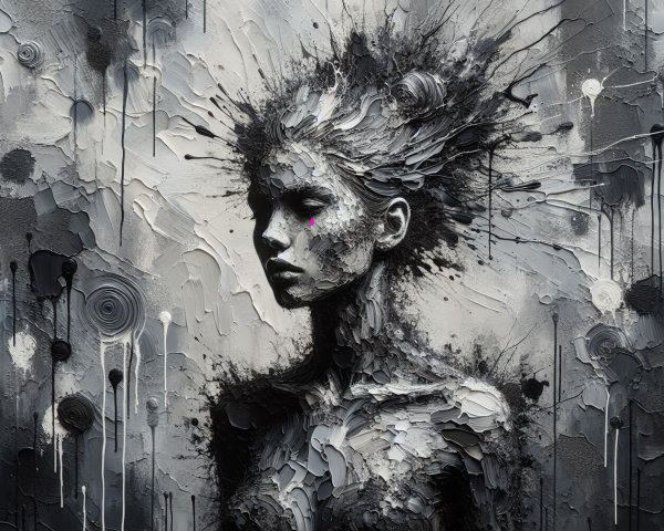 Abstract Monochrome Portrait of a Woman with Texture