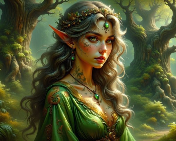 Enchanting Elf in Mystical Forest Setting