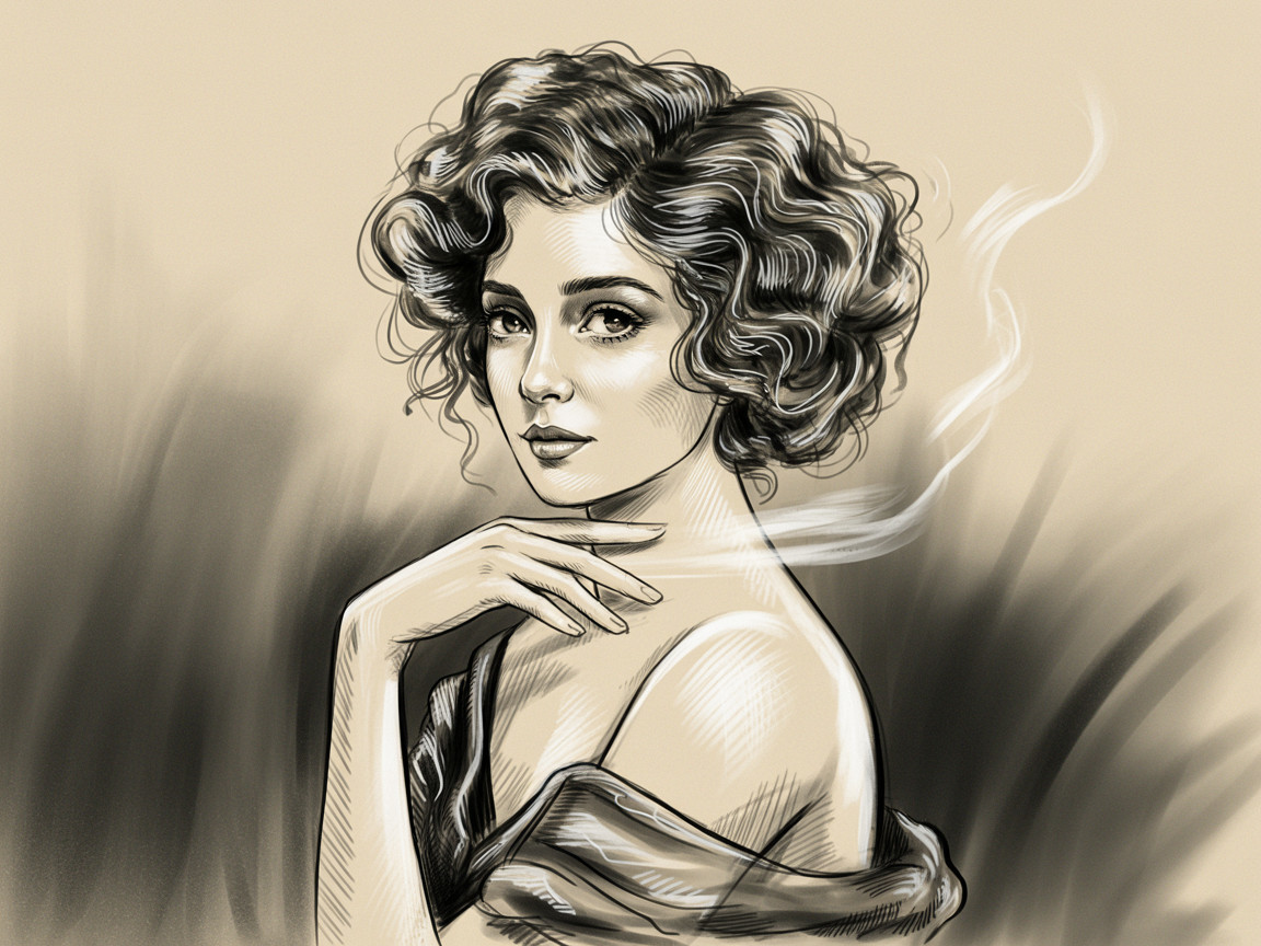 Stylish Portrait of a Woman with Curly Hair