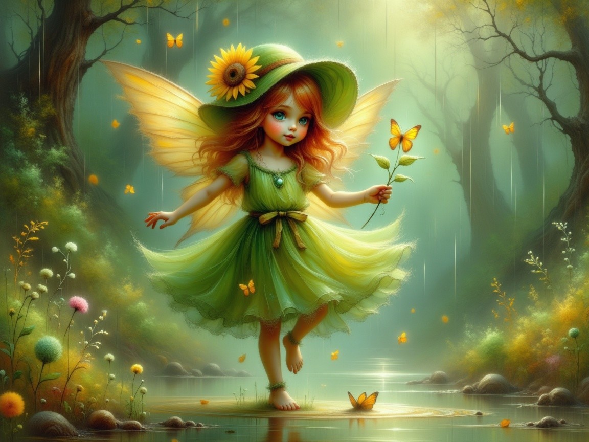 Whimsical Fairy in a Serene Forest Setting