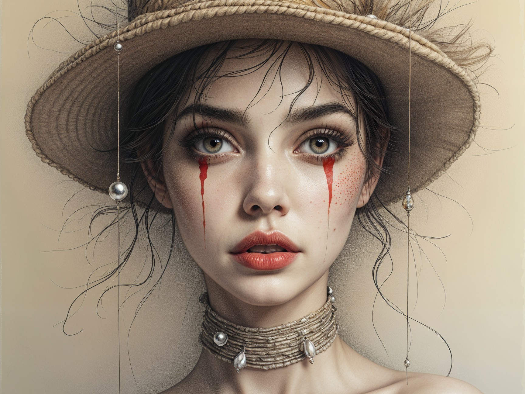 Portrait of a Young Woman with Expressive Features