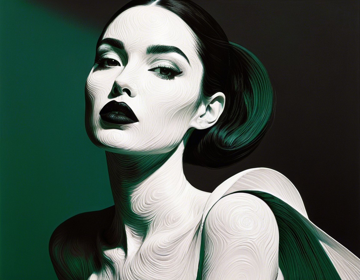 Portrait of a Woman with Elegant Neck and Dark Lips