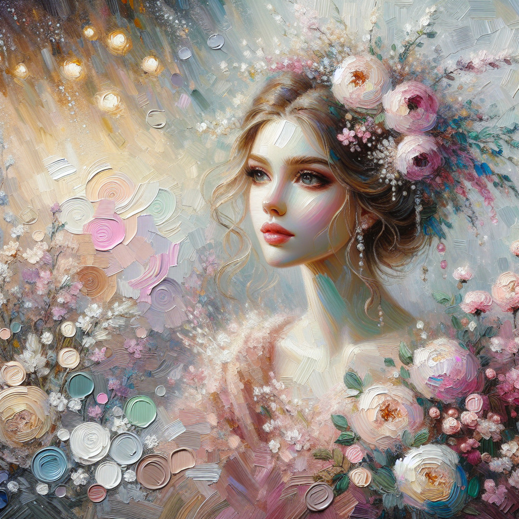 Portrait of a Young Woman Amidst Delicate Flowers