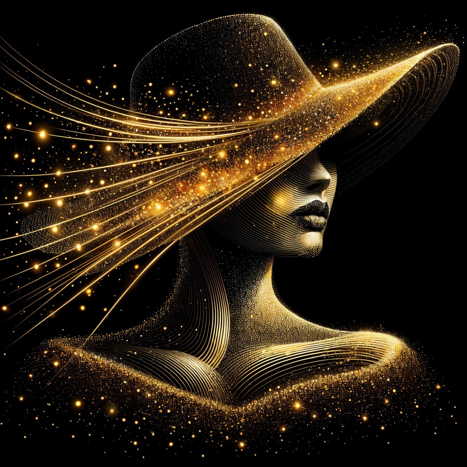 Stylized Silhouette of Woman in Elegant Hat Design