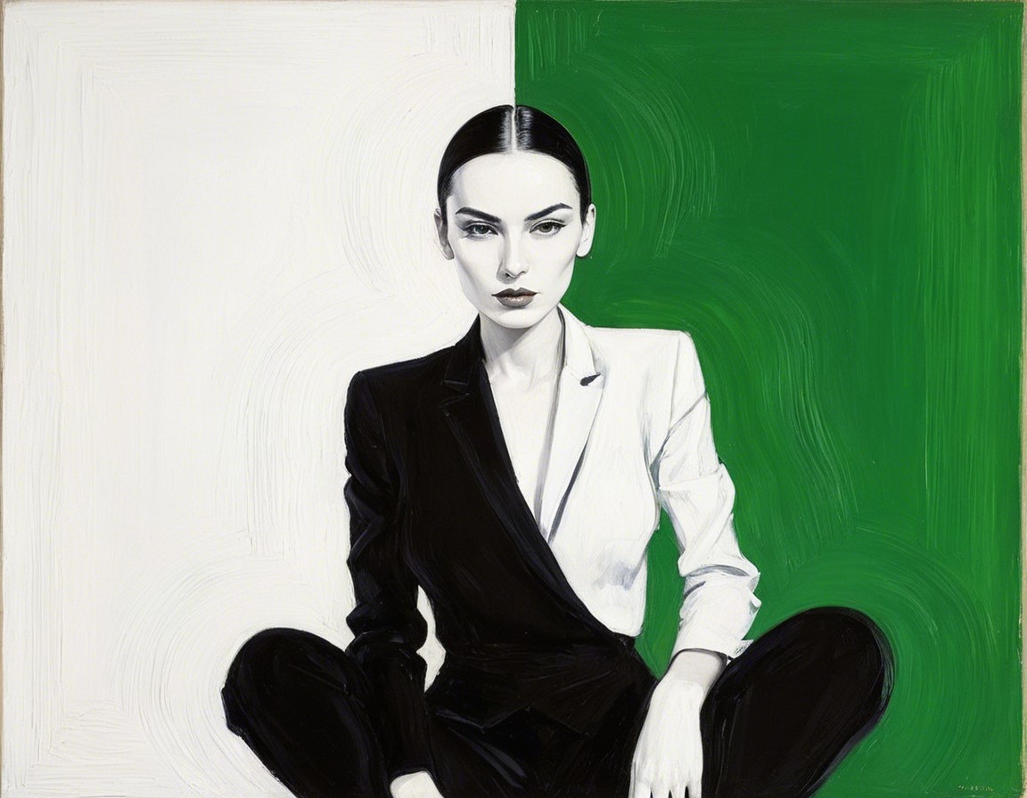 Portrait of a Woman in Dual-Colored Suit