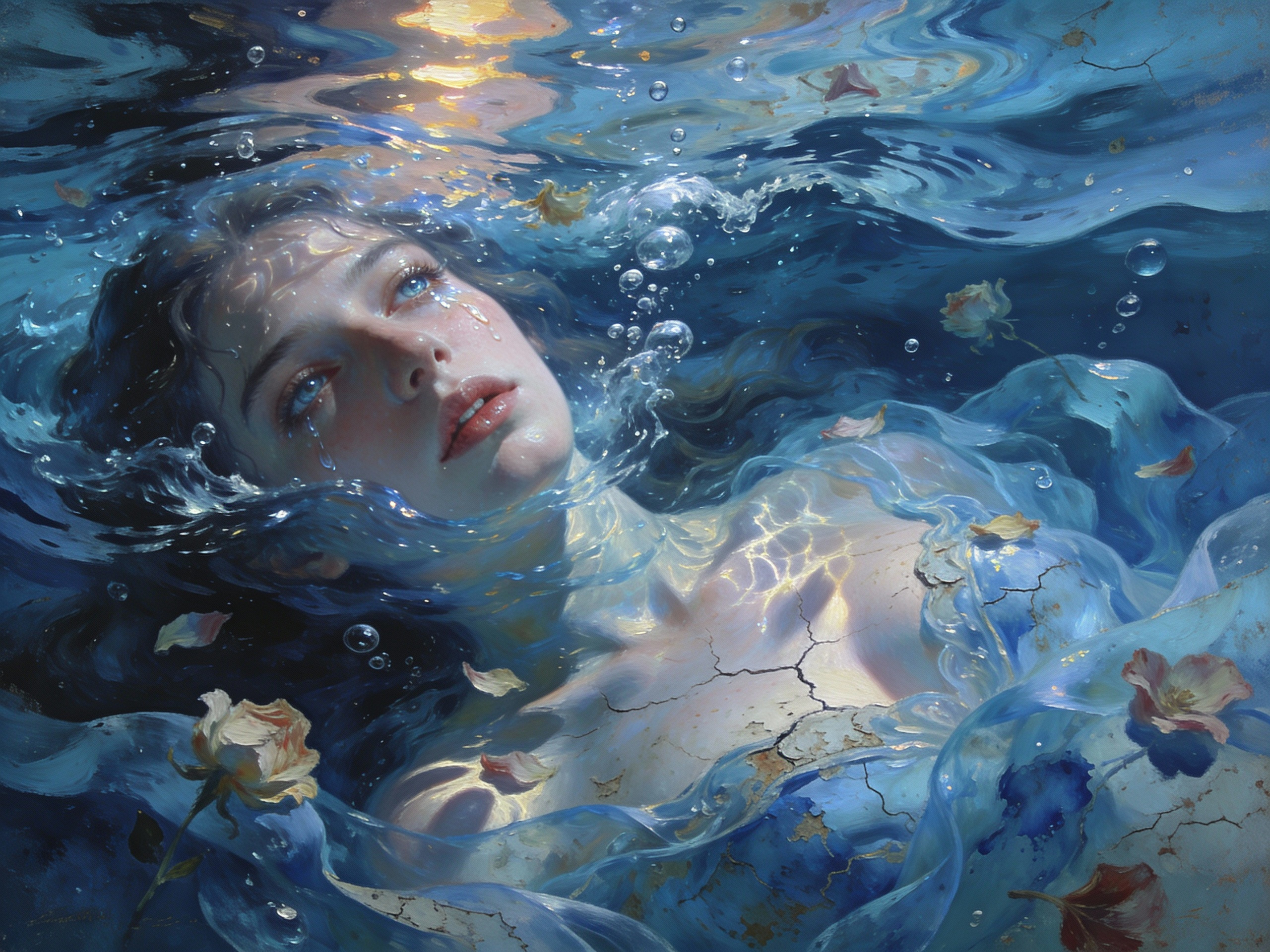 Photorealistic Portrait of a Woman in Water