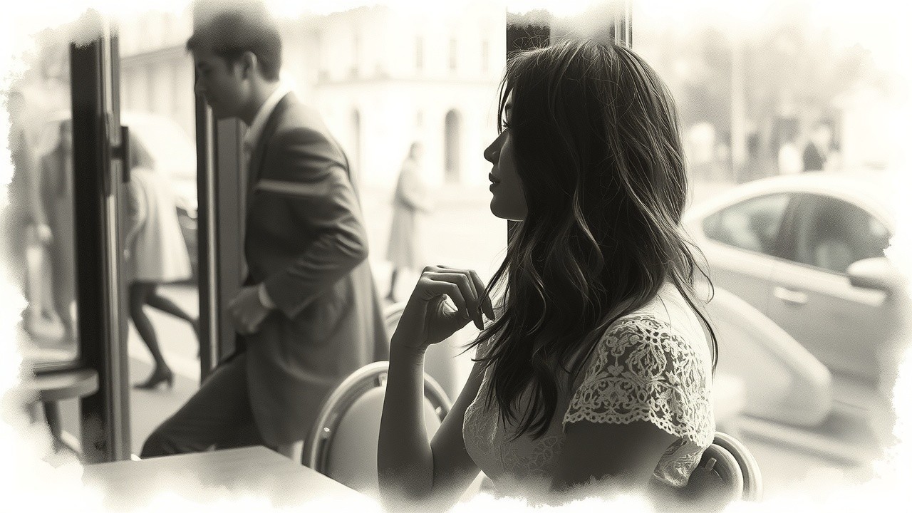 Contemplative Moment in a Softly Lit Café Setting