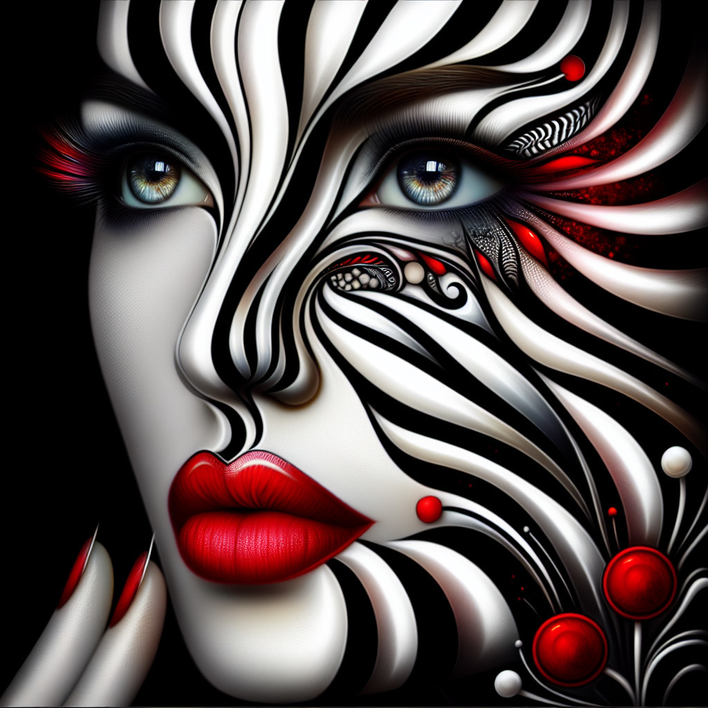 Artistic Portrait of a Woman with Bold Stripes