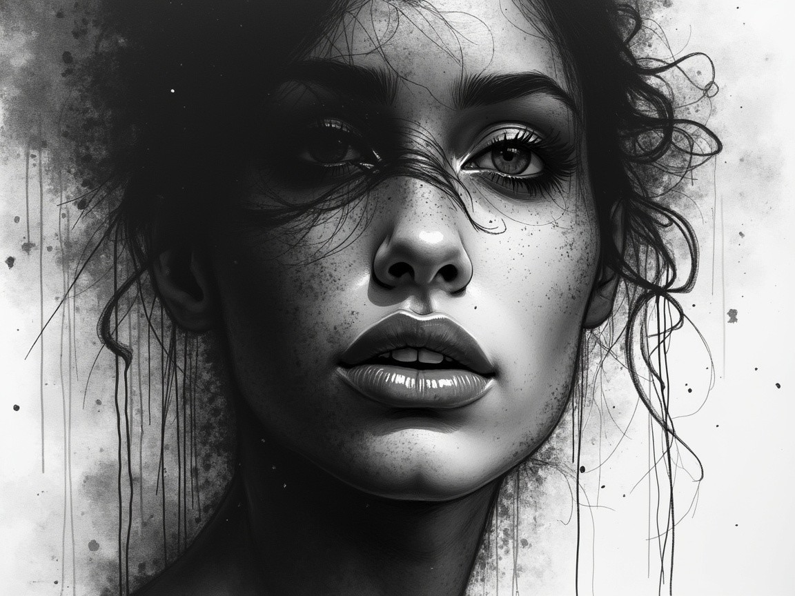 Portrait of a Woman with Textured Curls and Freckles
