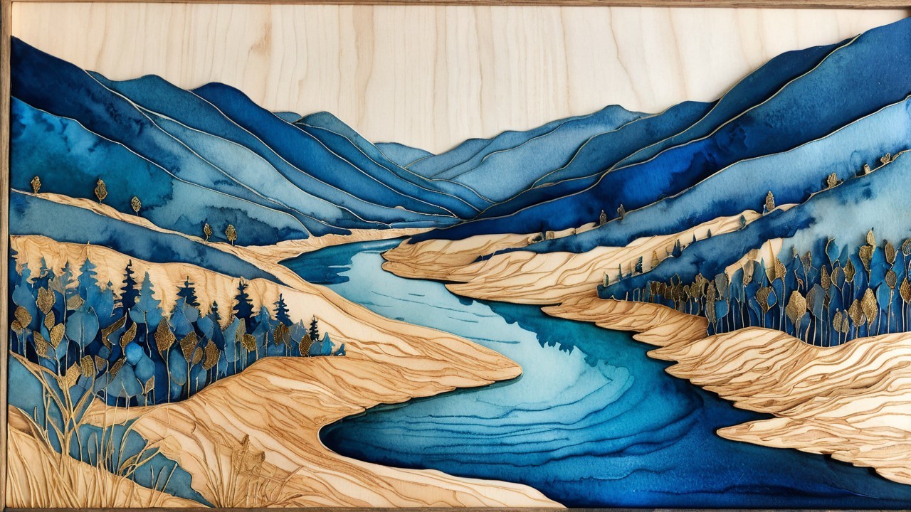 Serene Landscape with Winding River and Mountains