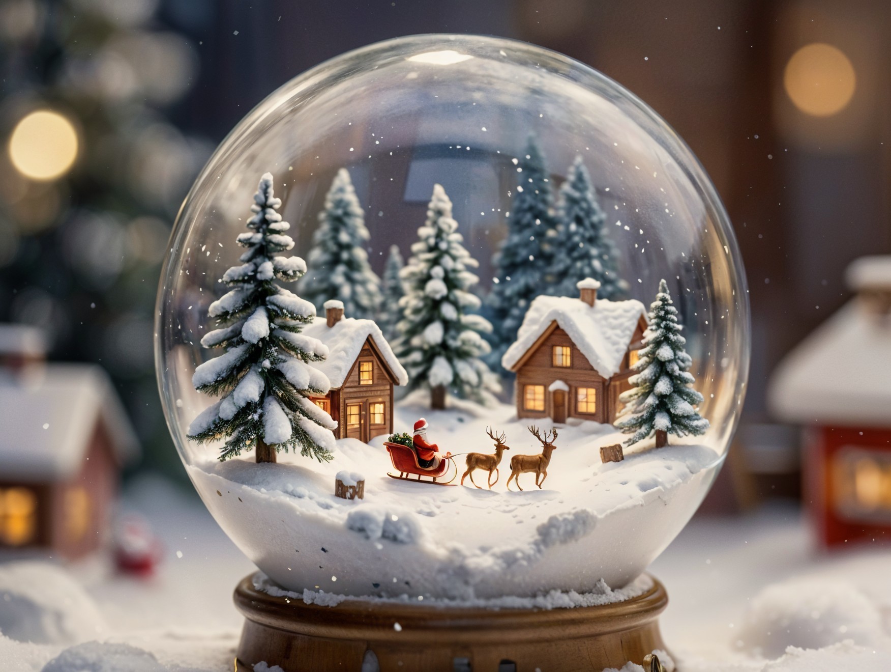 Snowy Winter Scene in a Glass Snow Globe