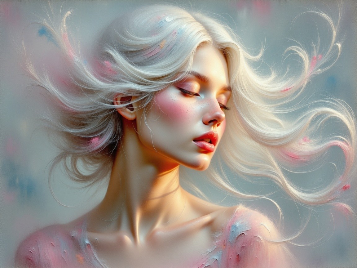 Ethereal Portrait of a Young Woman with Blonde Hair